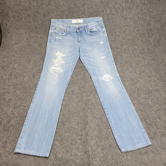 Abercrombie & Fitch Jeans Womens 2R Light Wash Distressed Stretch Y2K Grunge - Picture 2 of 12